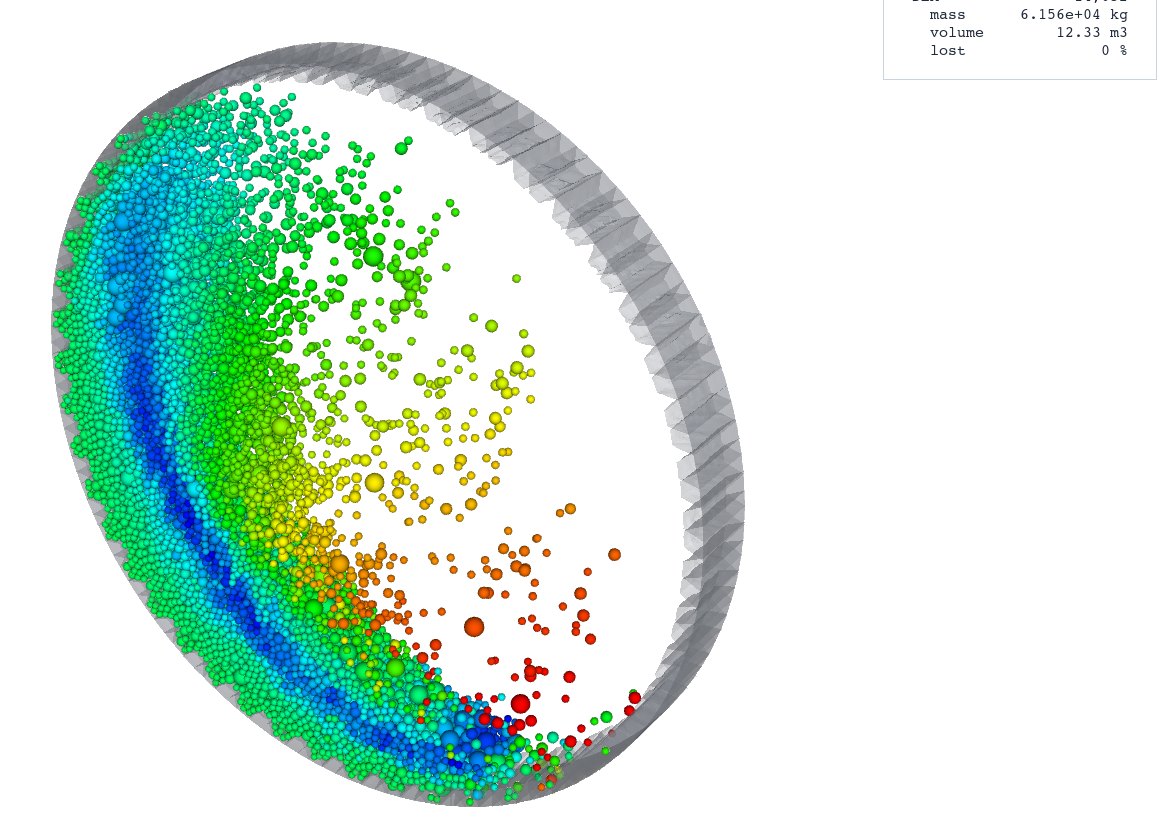 BlazeViewer showing a DEM charge coloured by velocity